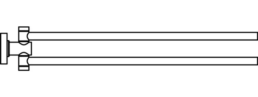 Zwei parallele Rohre mit Befestigungssystem, gefertigt aus verchromtem Material. Teil der IOM-Serie von Ideal Standard für Badezimmeranwendungen.